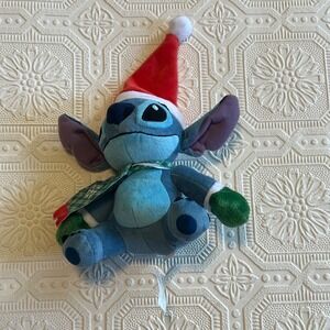 Disney Stitch Holiday Plush Santa Hat Mittens Scarf Blue Christmas 9 Inch Toy
